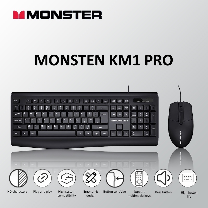 แป้นพิมพ์ไร้สาย MONSTER Keyboard+Mouse 2 โหมด Wireless/Bluetooth ชุด ...