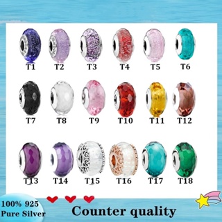 สินค้า จี้คริสตัลมูราโน่ เงิน 925 สีชมพู สีเขียว สีฟ้า สีแดง สีดํา สีขาว