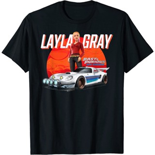 เสื้อยืดลำลองFast &amp; Furious: เสื้อยืด ผ้าฝ้าย พิมพ์ลาย Spy Racers Layla Gray สําหรับผู้ชายS to4XL_07