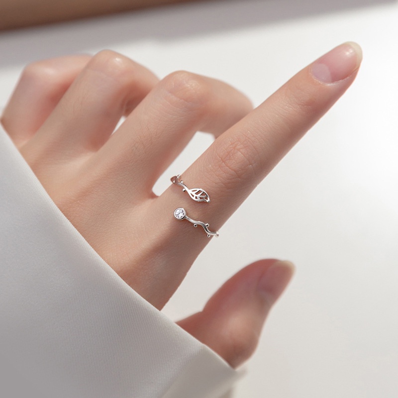 แหวนแฟชั่น-แหวนใบไม้-แหวนเปิดปรับ-แหวนสุภาพสตรีพรีเมี่ยมสง่างาม-แหวนบุคลิกภาพเกาหลี
