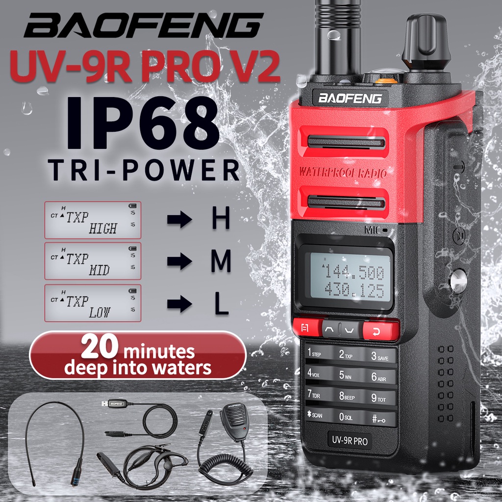 Baofeng UV9R Pro V2 Waterproof IP68 Ham CB Radio Long Range Walkie
