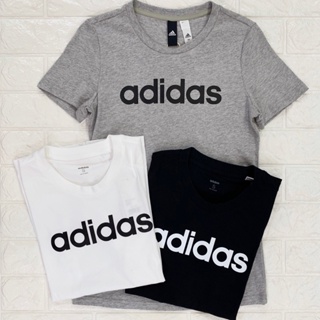Guaranteed adidas Short Sleeve Top Cotton T-Shirt Women ESSENTIAL LINEAR Slim-Fit Breathable Black White Gray_05