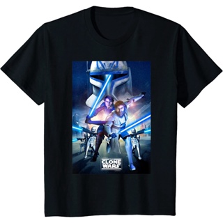 เสื้อยืด ผ้าฝ้าย พิมพ์ลายโปสเตอร์ Star Wars The Clone Wars แฟชั่นสําหรับผู้ชายS-5XL_05