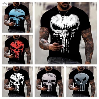 T Shirt For Men Summer Short Sleeve Casual Marvel Punisher Children Tee Shirts 3D Printed Oversized Women Clothes T_05