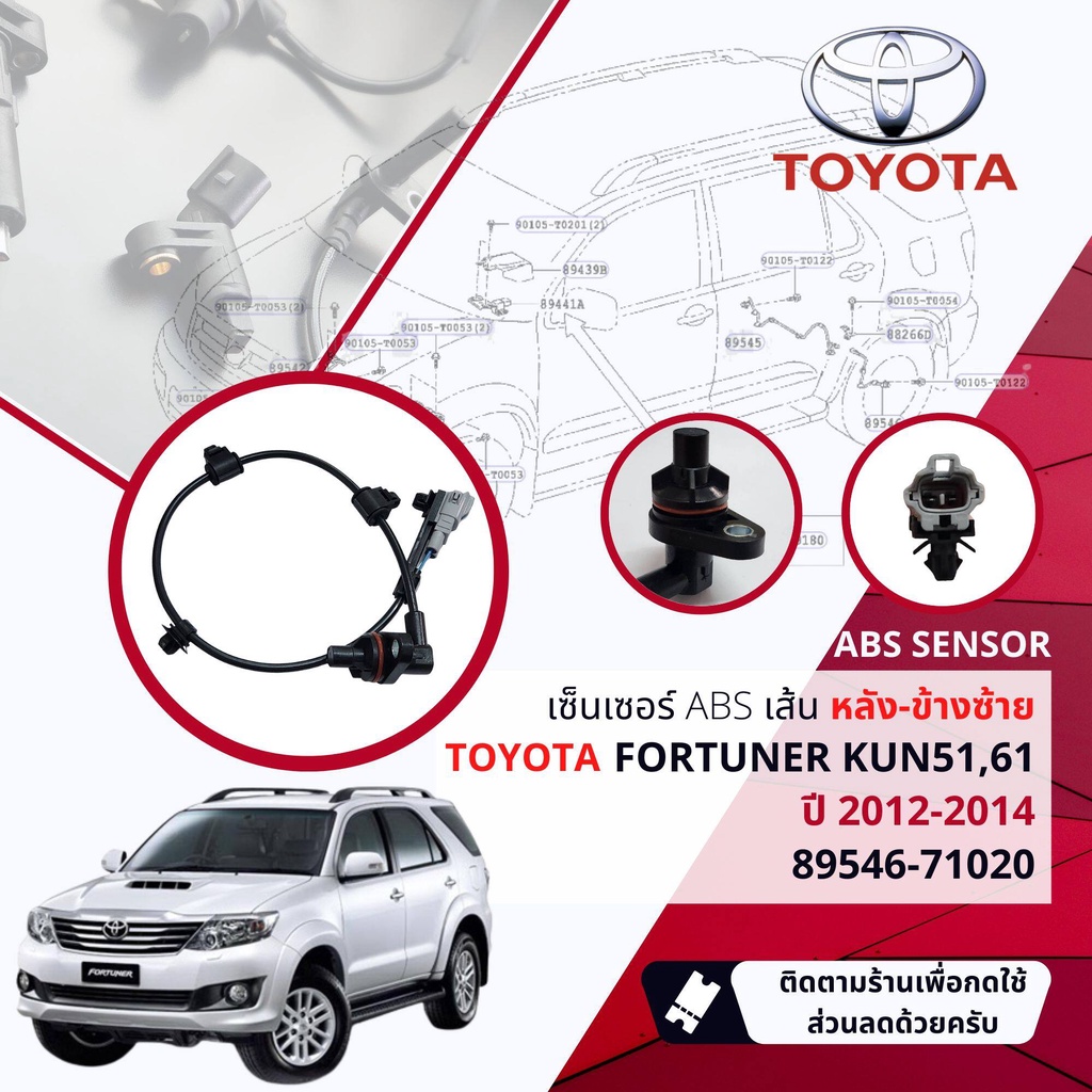 ส่งเลขตัวถัง-เซ็นเซอร์-abs-หลัง-ซ้าย-ขวา-รุ่นหัวจีบ-toyota-fortuner-kun51-61-ปี-2012-2014-89545-71020-89546-71020