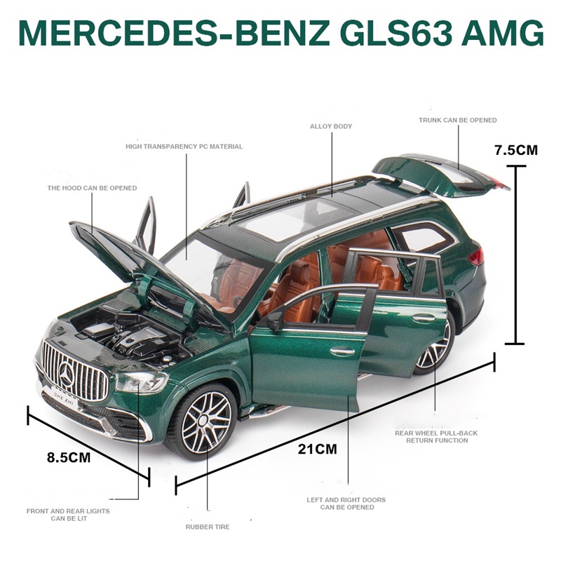 โมเดลรถยนต์-1-24-mercedes-benz-gls63-amg-อัลลอยด์-ของเล่นสําหรับเด็ก