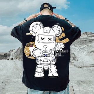 National Trendy Unique Cartoon Violent Bear Print Round Neck Short-Sleeved T-Shirt Men Women Street Wear Hot-Sellin_07