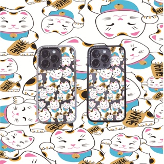 Casetify X Maneki Neko เคสอะคริลิค TPU ใส ขอบขาวดํา โลโก้แกะสลัก พร้อมกล่อง สําหรับ Apple IPhone 11 12 13 14 Pro Max