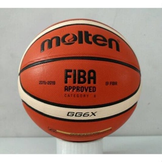 Molten GG6X GG6X GG6X FIBA ตาข่ายหนัง PVC ขนาด 6 ชิ้น สําหรับเล่นบาสเก็ตบอล กลางแจ้ง
