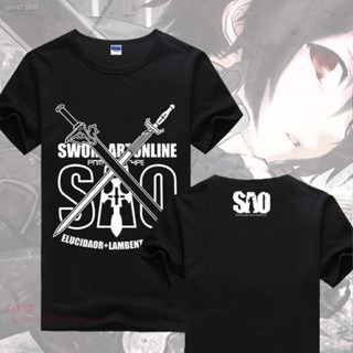 เสื้อผ้าอนิเมะ♕❧♦>Sword Art Online เสื้อยืดแขนสั้น Anime Peripheral Clothes Kirito Asuna sao Art Online Sword Men a_05