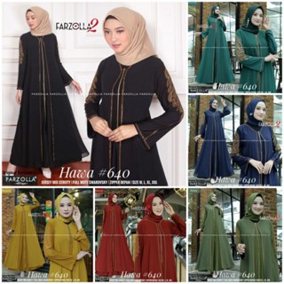 Gamis Hawa 640 ชุดเดรส ปักลาย สไตล์มุสลิม สีดํา สําหรับผู้หญิง