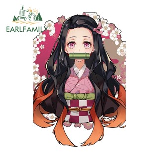 Earlfamily สติกเกอร์ ลายการ์ตูนอนิเมะ Demon Slayer Nezuko สไตล์ญี่ปุ่น สําหรับตกแต่งรถยนต์ 13 ซม. x 9 ซม.