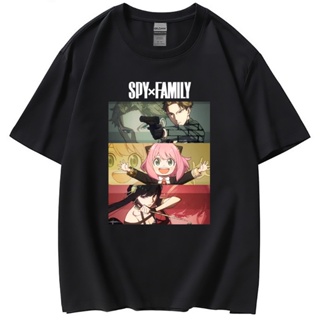 เสื้อยืดสีดำอินเทรนด์เสื้อยืดโอเวอร์ไซส์Manga Anime spy x family ลอยด์ ฟอเจอร์ อาเนีย ฟอเจอร์ ยอร์ ฟอเจอร์ cotton ฝ_05