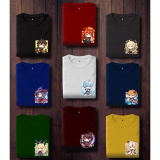 Genshin Impact Chibi Cute Characters Diluc Aether Childe Mona Chongyun Ningguang Beidou Fischl Shirt_05