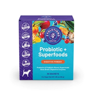 วิตามินสำหรับสุนัข NaturVet Evolutions สูตร Probiotic + Superfoods Digestive Powder ขนาด 30 ซอง