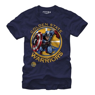 ผู้ชายเสื้อยืดเสื้อยืดผ้าฝ้ายพิมพ์ลาย Marvel Nba Captain America สําหรับผู้ชาย_07