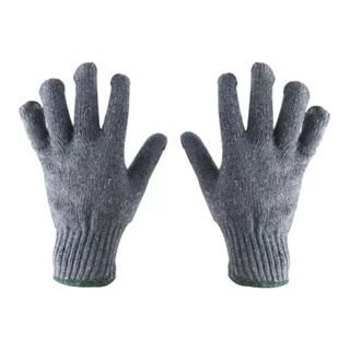 MODERNHOME  ถุงมือฝ้าย ขอบเขียว 7 ขีด สีเทาดำ ใช้สวมป้องกันการบาดเจ็บของมือ จากของมีคม มีความเหนียว ทนทาน