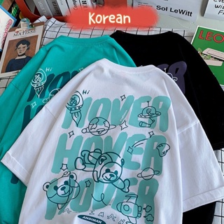 Korean เสื้อยืด ลาย HOVER หมี อวกาศ โอเวอร์ไซส์ งานสกีนมาตรฐาน เนื้อผ้าเด้ง ผ้าโปร่ง HO2_07