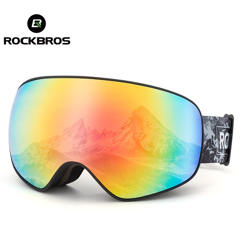 ราคาและรีวิวRockbros แว่นตาสกี แว่นตาป้องกันหมอกคู่ กันลม สายตาสั้น อุปกรณ์กีฬาหิมะ สําหรับเด็ก ผู้ใหญ่