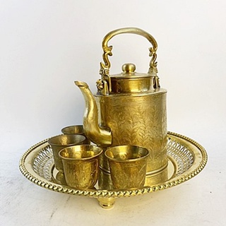 ชุดน้ำชากากระบอก ทองเำลืองคแกลาย ุรุ่นหล่อหนา ภาดซี่ 10 นิ้ว