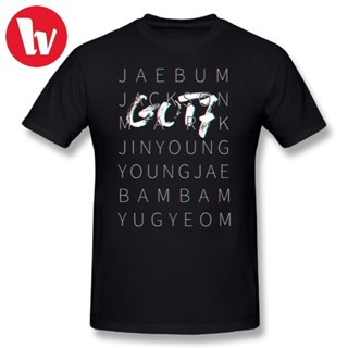 เสื้อยืดแขนสั้น Got7 3D T-Shirt Tee Black Ver Letter Print Plus Size Men Cotton T Shirt Graphic Shirt