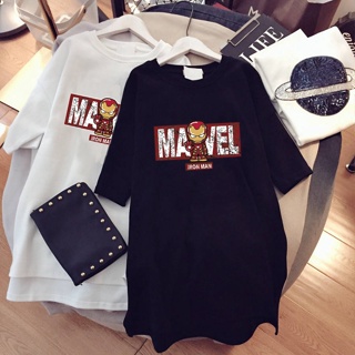 The Avengers Marvel Iron Man 10th Anniversary Joint Short-Sleeve Long Loose Womens Casual T-Shirt Sell Well_01