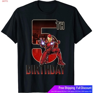 SKTT1 Marvelเสื้อยืดกีฬา Marvel Iron Man 5th Birthday Action Pose Graphic T-Shirt Marvel Round neck T-shirtd##_07