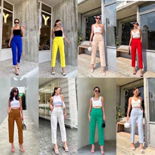 Pamela single-button high waist pant7ส่วนป้ายพรมทอง