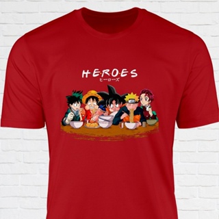 เสื้อยืด ผ้าฝ้าย พิมพ์ลาย Hero Son Goku Naruto Luffy สไตล์คลาสสิก สําหรับผู้ชาย UI_04