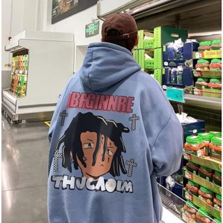 เสื้อกันหนาวแขนยาว มีฮู้ด ทรงหลวม พิมพ์ลายการ์ตูนตัวอักษร สไตล์เกาหลี เหมาะกับฤดูใบไม้ร่วง และฤดูหนาว สําหรับผู้ชาย และผู้หญิง ไซซ์ M - 8XL