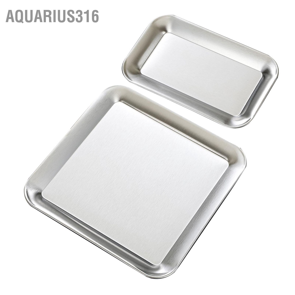 aquarius316-ถาดเสิร์ฟจานสแตนเลสสี่เหลี่ยมถาดบาร์บีคิวจานสีเงินสำหรับบ้าน