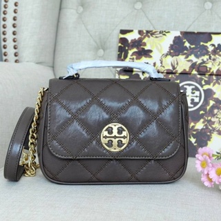 🎀 (สด-ผ่อน) กระเป๋าสีเทา 8 นิ้ว 87861 Tory Burch Willa Mini Top Handle Bag