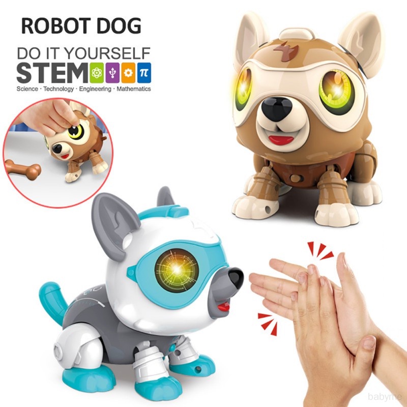 ของเล่นหุ่นยนต์สุนัขอิเล็กทรอนิกส์-ควบคุมด้วยเสียง-ของขวัญวันเกิด-สําหรับเด็ก-diy