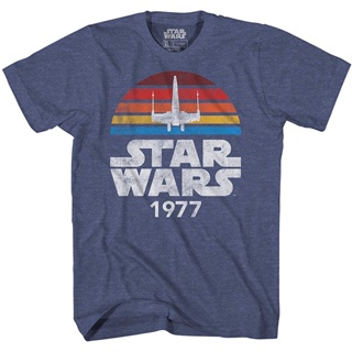 2021 New Available Hot Style STAR WARS 1977 Logo Rainbow Sun X-Wing Classic Retro Vintage Graphic T-Shirt for Men C_05