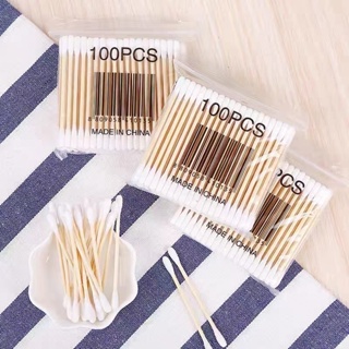 HWSHOES 100PCS/Pack Double Head Cotton Swabs Women Makeup Cleaning Cotton Swab Wooden Wadded Sticks Nose Ears Cleaning Tools