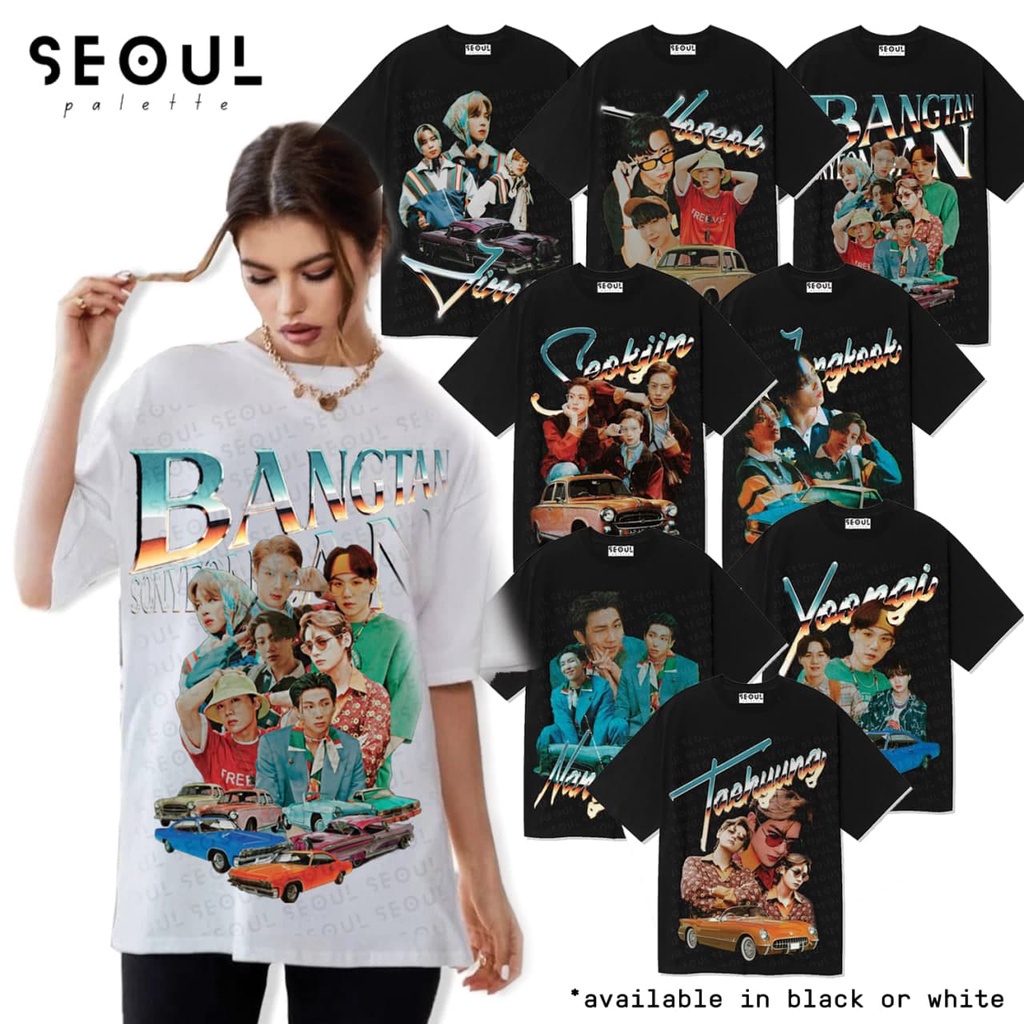 พร้อมส่ง-bts-jhope-retro-seoul-palette-kpop-graphic-t-shirt-korean-t-shirt-tee-unisexhawaii-breathable