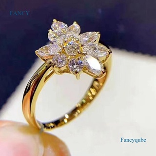 Fancy แหวนหมั้น สีโรสโกลด์ ดอกกุหลาบ ขนาดใหญ่ สไตล์วินเทจ หรูหรา แฟชั่นสําหรับผู้หญิง