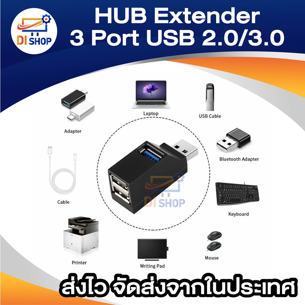 HUB ต่อพ่วง Extender 3 Port สำหรับ PC แล็ปท็อป แมคบุ๊ค ความเร็วสูง การ ...