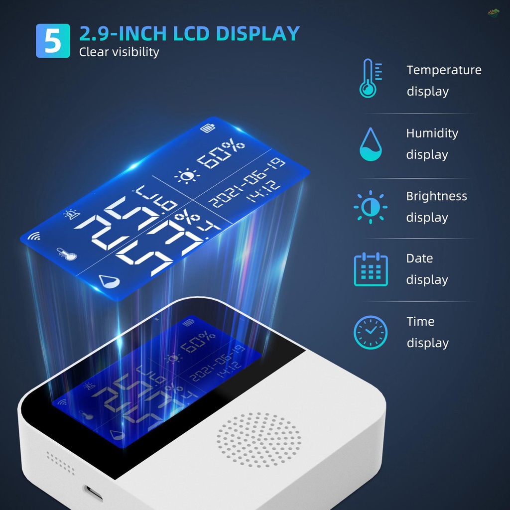enewsth-เครื่องวัดอุณหภูมิความชื้น-wi-fi-เซนเซอร์อุณหภูมิ-2-9-นิ้ว-ควบคุมผ่านแอพ-tuya-หน้าจอ-lcd-มีไฟแบ็คไลท์-พร้อมวันที่เวลาสําหรับบ้าน