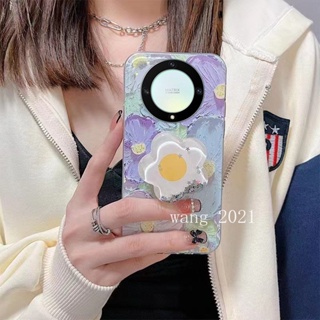 Ready Stock 2023 New Casing Honor X9a 5G เคส Popular Oil Painting Phone Case Glitter Flowing Stars Flower Bracket Silicone Soft Case เคสโทรศัพท