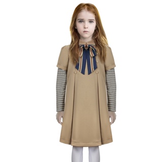 M3GAN Cosplay Dress For Kids Girl Adult Women Khaki Long Sleeve Shirt with Bowtie AI Doll Robot Costume Outfits