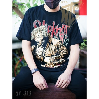 Slipknot เสิ้อยืดดำ เสื้อยืดชาวร็อค เสื้อวง New Type System  Rock brand Sz. S M L XL XXLเสื้อยืด_46