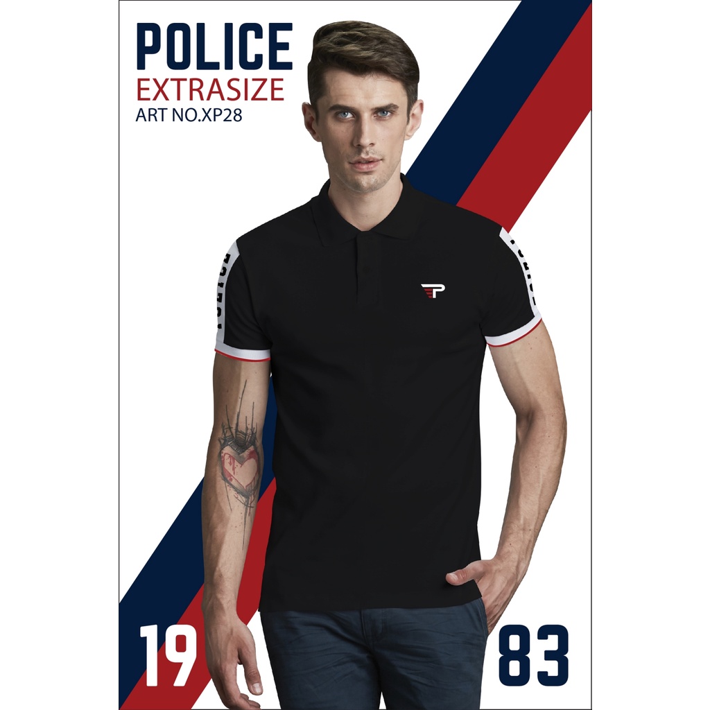 Police Extrasize เสื้อยืด Polo ทรง Slim fit พอดีตัว ผุ้ชาย/ผู้หญิง ...