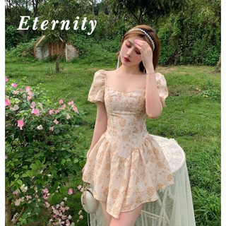 Eternity ชุดเดรส เดรสผู้หญิง เสื้อผ้าแฟชั่นผู้หญิง ชุดเดรสเด็กผู้หญิง แนวสาวเกาหลี โปรงทรงเหนือเข่าผ้านิ่ม กป 23010407