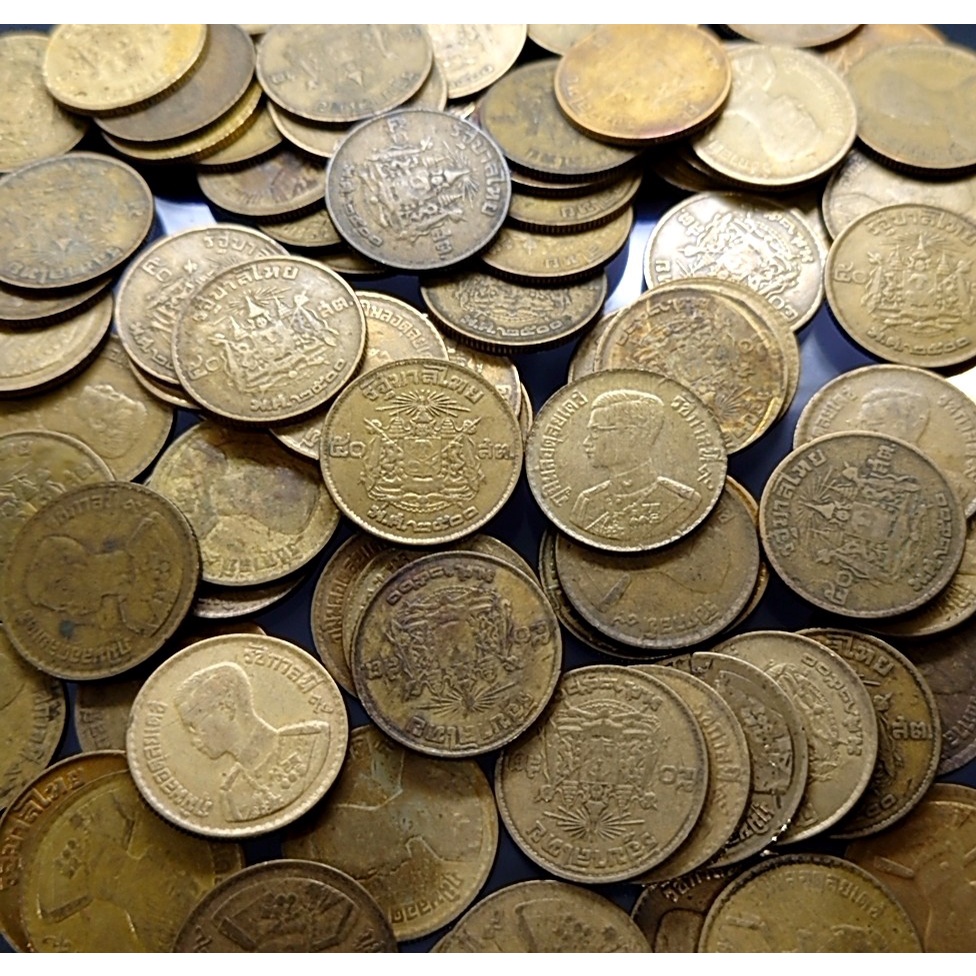 ชุด-5-เหรียญ-เหรียญ-50-สตางค์-ปี-2500-ผ่านใช้
