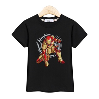 เสื้อยืดลําลองแฟชั่นสําหรับเด็กผู้ชายอายุ 3-14 ปีแขนสั้นลาย Avengers Iron Man Kid shirt_07