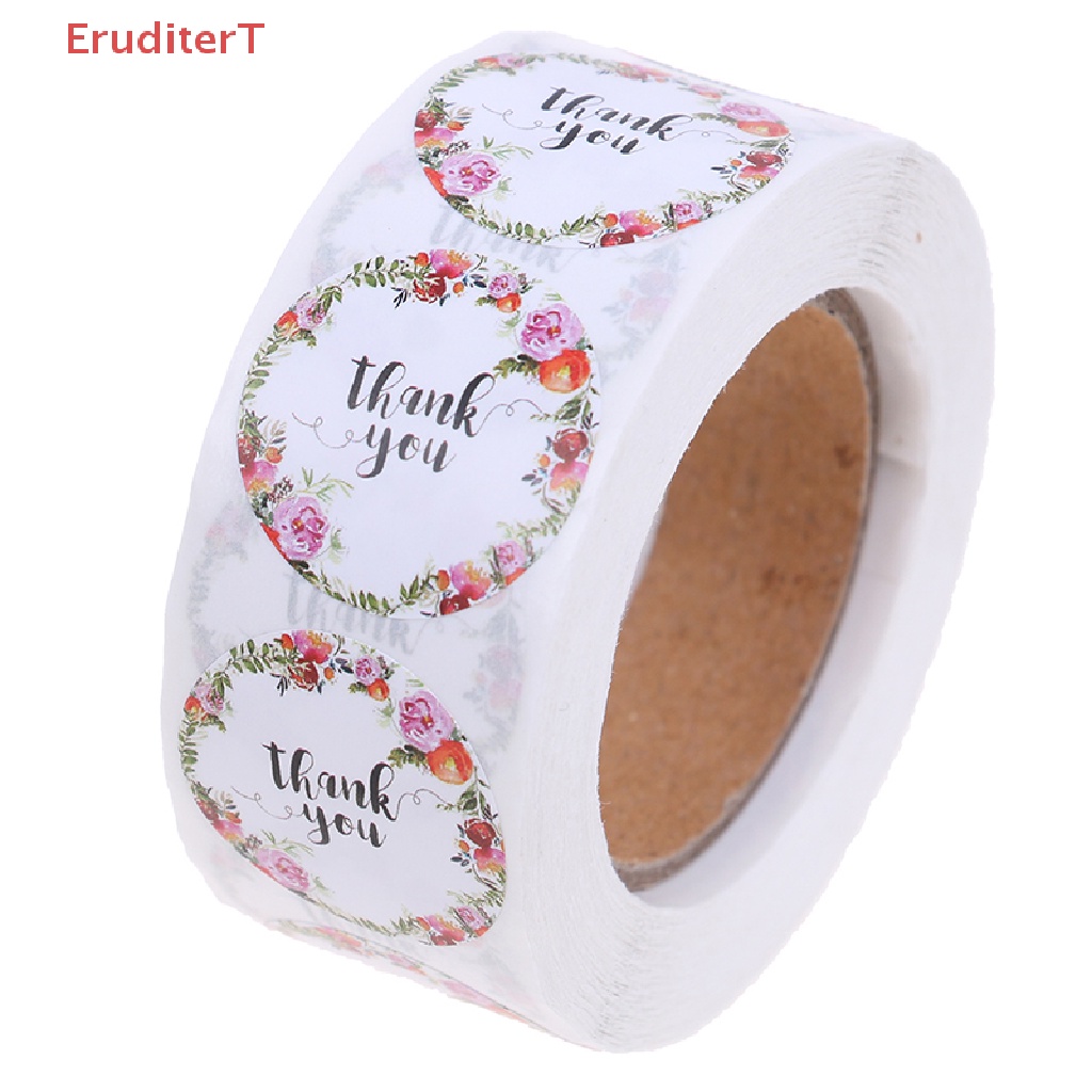 eruditert-สติกเกอร์ฉลาก-thank-you-ลายดอกไม้-แฮนด์เมด-สําหรับติดตกแต่งสมุดภาพ-500-ชิ้น