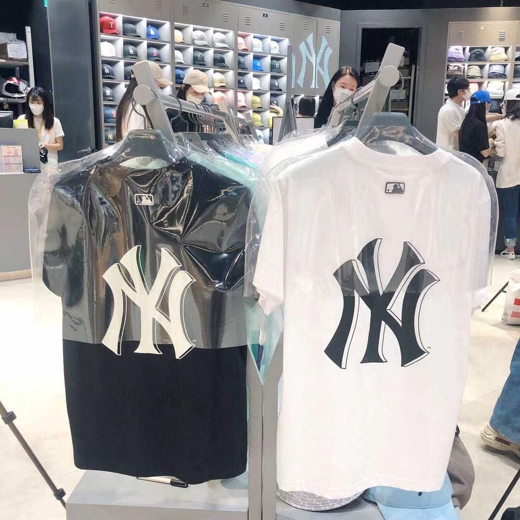 mlb-เสื้อยืดคู่รัก-แขนสั้น-พิมพ์ลาย-ny-standard