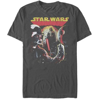 เสื้อยืดคอวีผู้ชาย STAR WARS Mens Vader Retro Fist T-Shirt t shirt men cotton_01