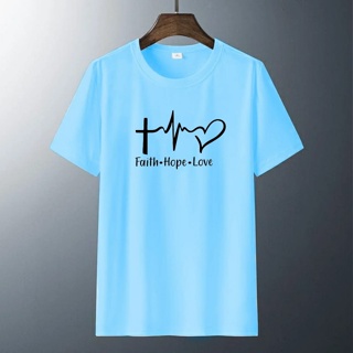 Kaos Distro Rohani Faith Hope Love/ T-shirt Pria / Kaos Pria / Tshirt - Biru Baby, S